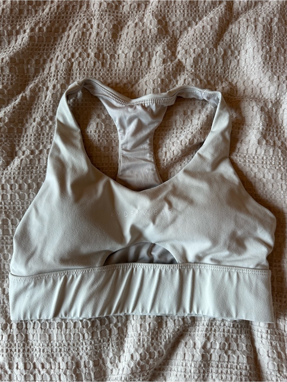 Ryderwear Light Gray Racerback Cutout Sports Bra